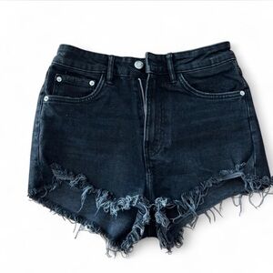 Zara Black Frayed Jean Shorts